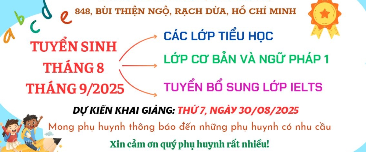 TUYỂN SINH THÁNG 8, THÁNG 9/2025