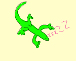 IS THE LIZARD SLEEPING?-- YES, IT IS.